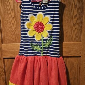 Emily Rose Girls Striped Tutu Dress with Yellow Flower